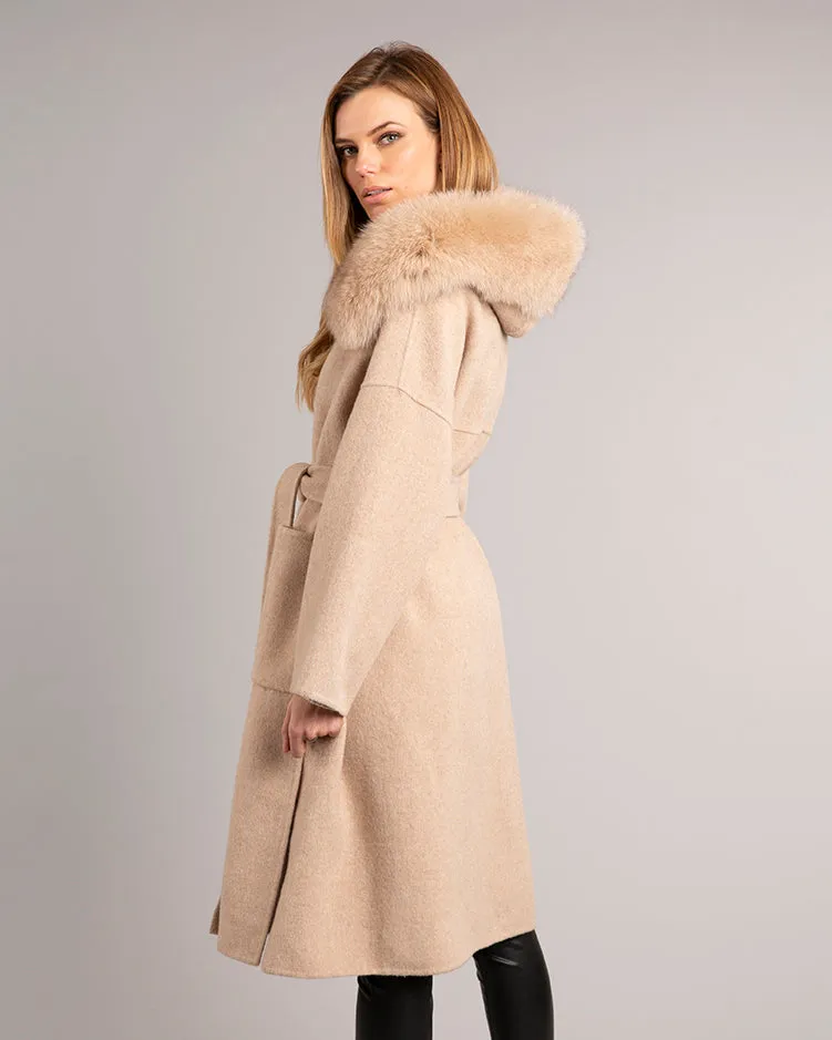 Megan Short Wrap Belt Coat Taupe