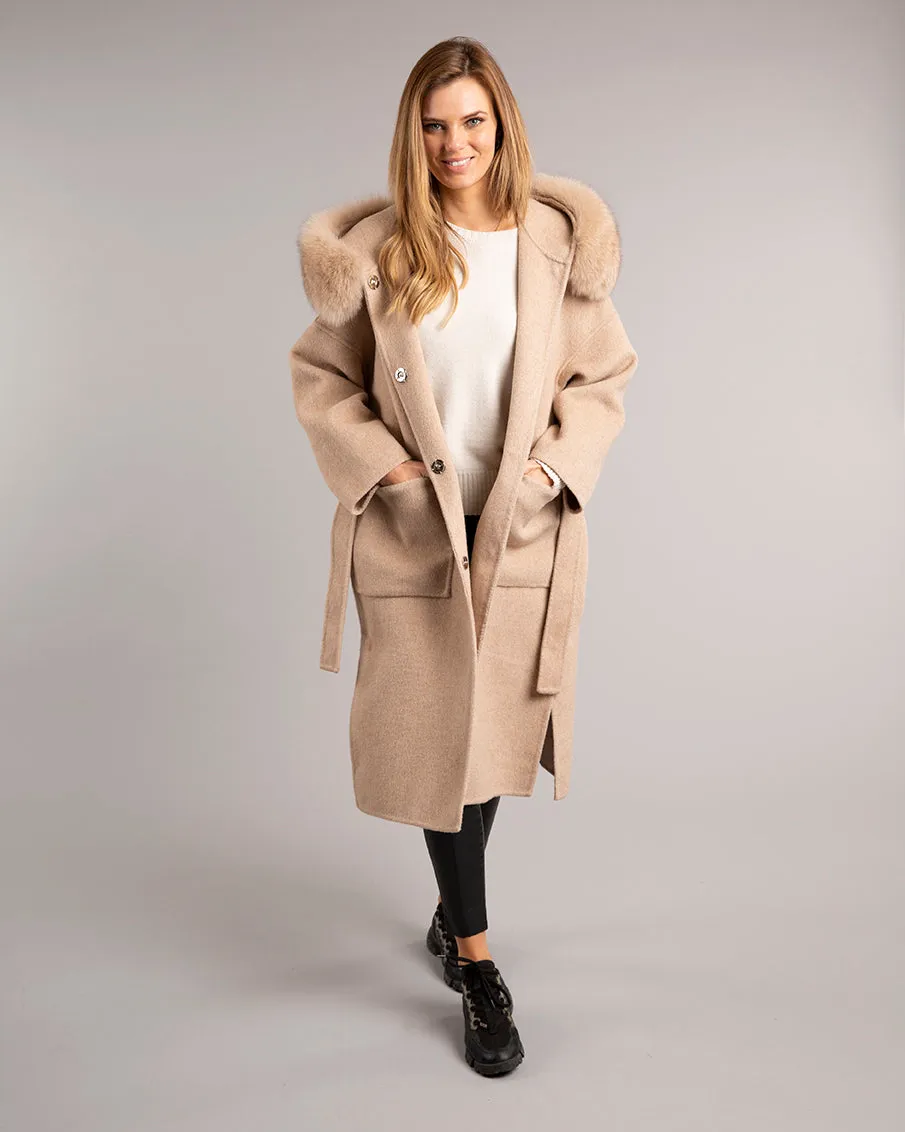 Megan Short Wrap Belt Coat Taupe