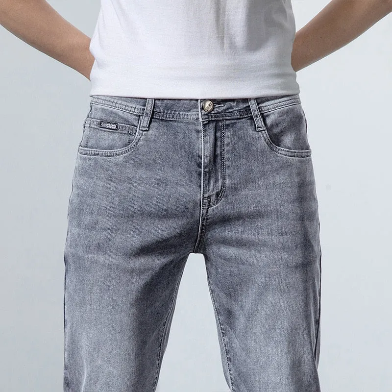 Men's High Quality Elastic Slim Jeans Business Casual Classic Spring And Summer Pants - MJN0056