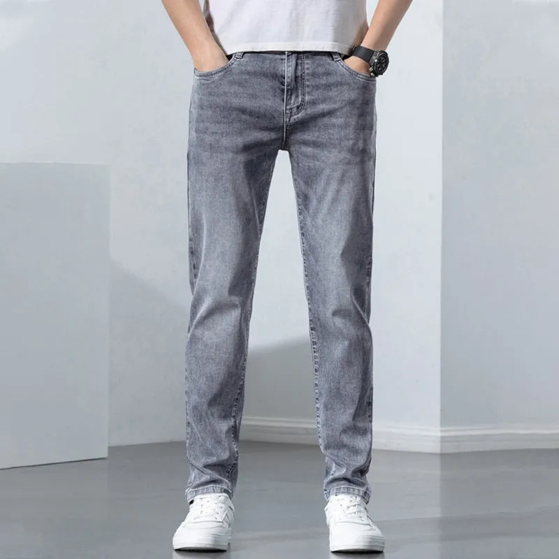 Men's High Quality Elastic Slim Jeans Business Casual Classic Spring And Summer Pants - MJN0056