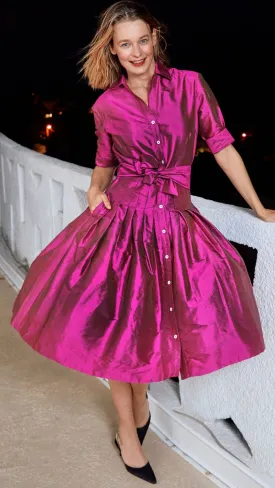 Mrs Maisel Silk Dress - Fuchsia