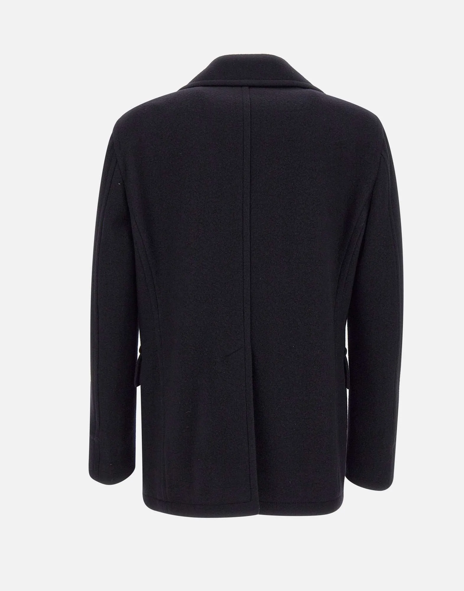 Navy Blue Wool Cashmere Blend Coat