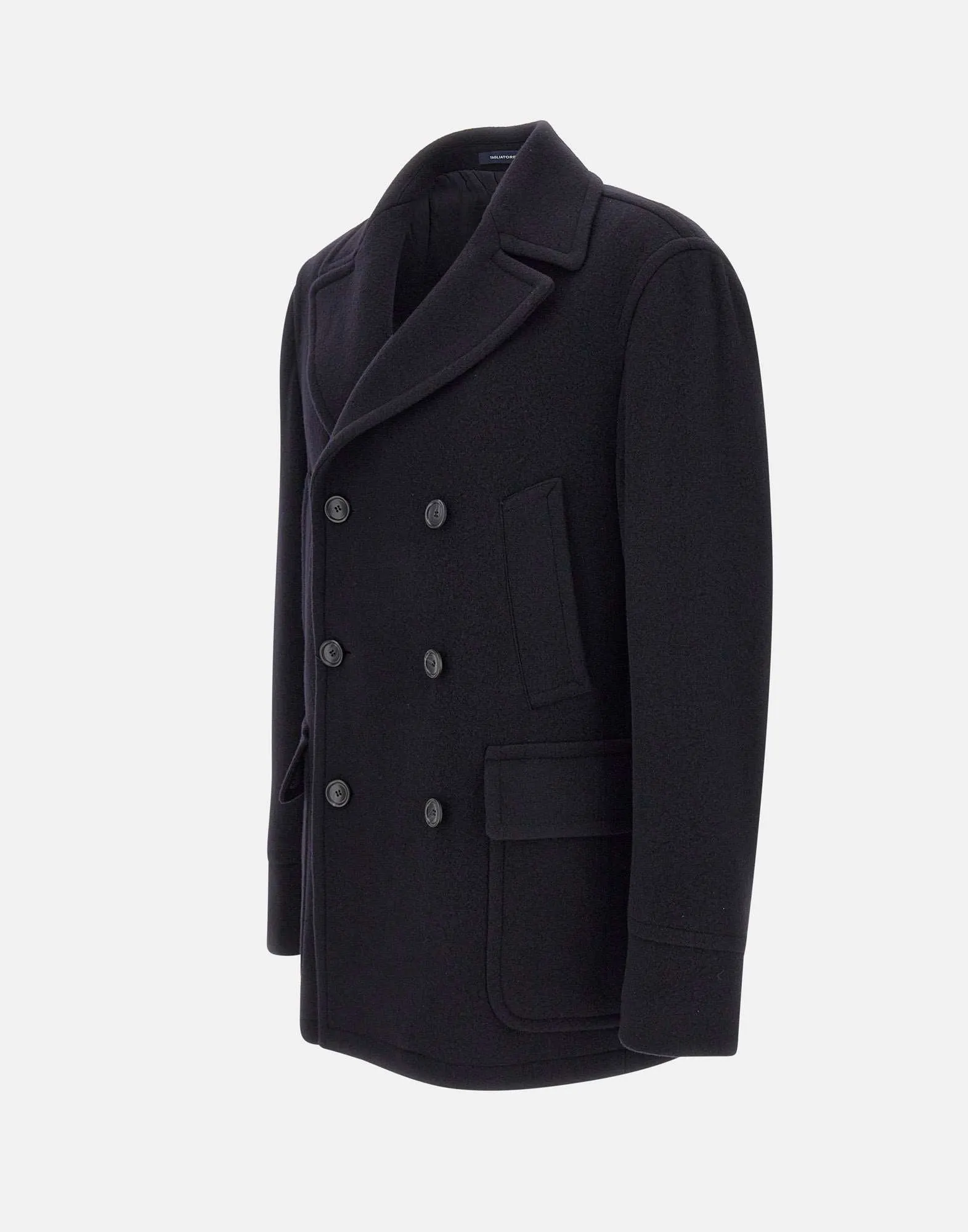 Navy Blue Wool Cashmere Blend Coat