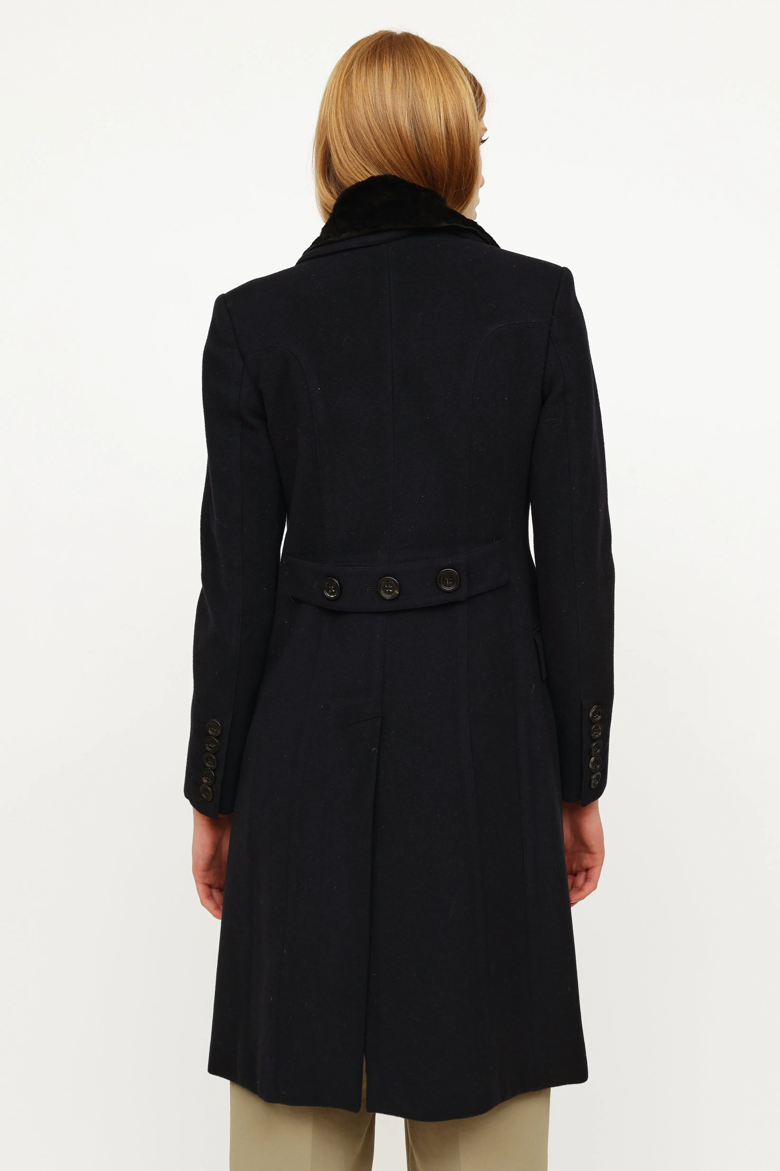 Navy Wool Cashmere Trench Coat