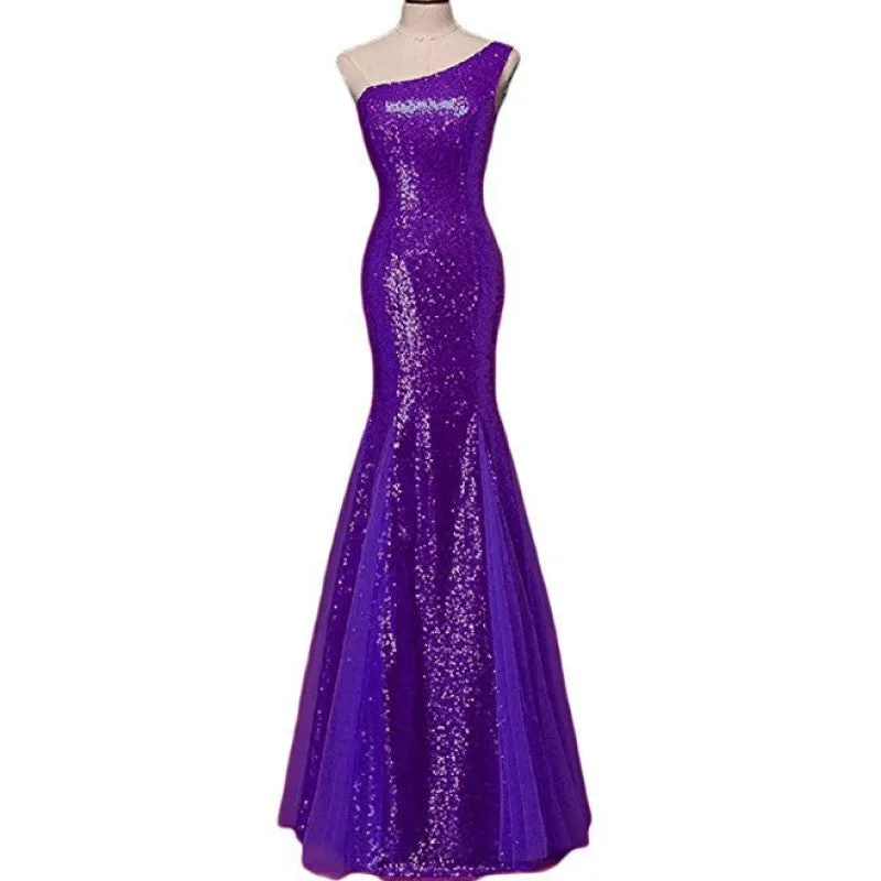 Off The Shoulder Sequin Prom Gowns Floor-Length Evening Maxi Dress