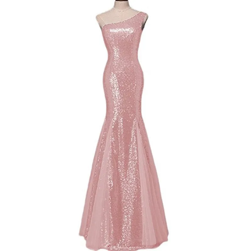 Off The Shoulder Sequin Prom Gowns Floor-Length Evening Maxi Dress