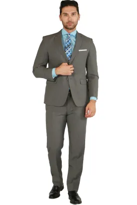 Paul Lorenzo 1969 Heather Grey Solid Slim Fit Suit (2-Piece Set)