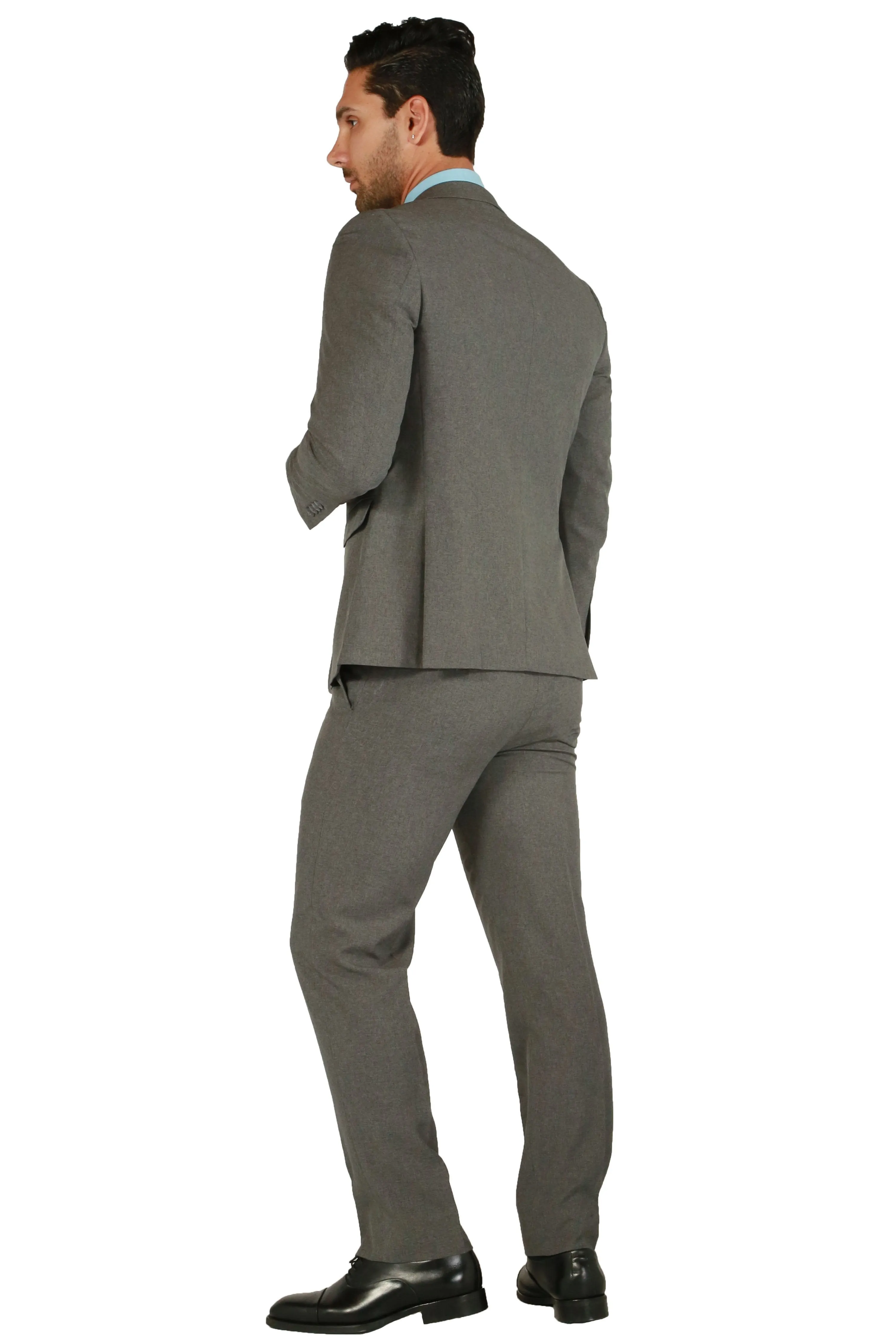 Paul Lorenzo 1969 Heather Grey Solid Slim Fit Suit (2-Piece Set)