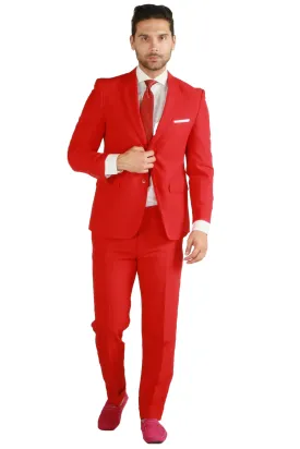 Paul Lorenzo 1969 Red Solid Slim Fit Suit (2-Piece Set)