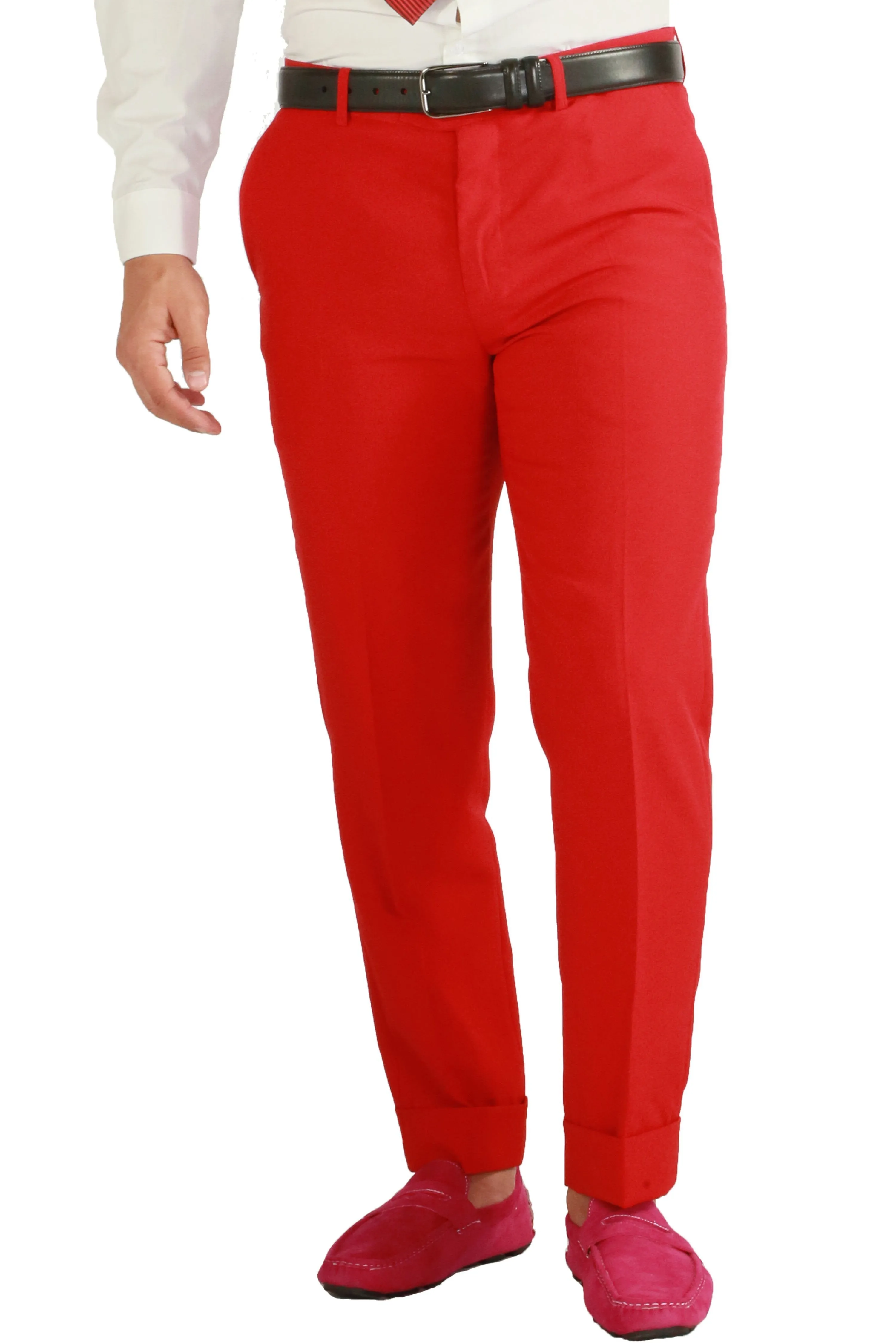 Paul Lorenzo 1969 Red Solid Slim Fit Suit (2-Piece Set)