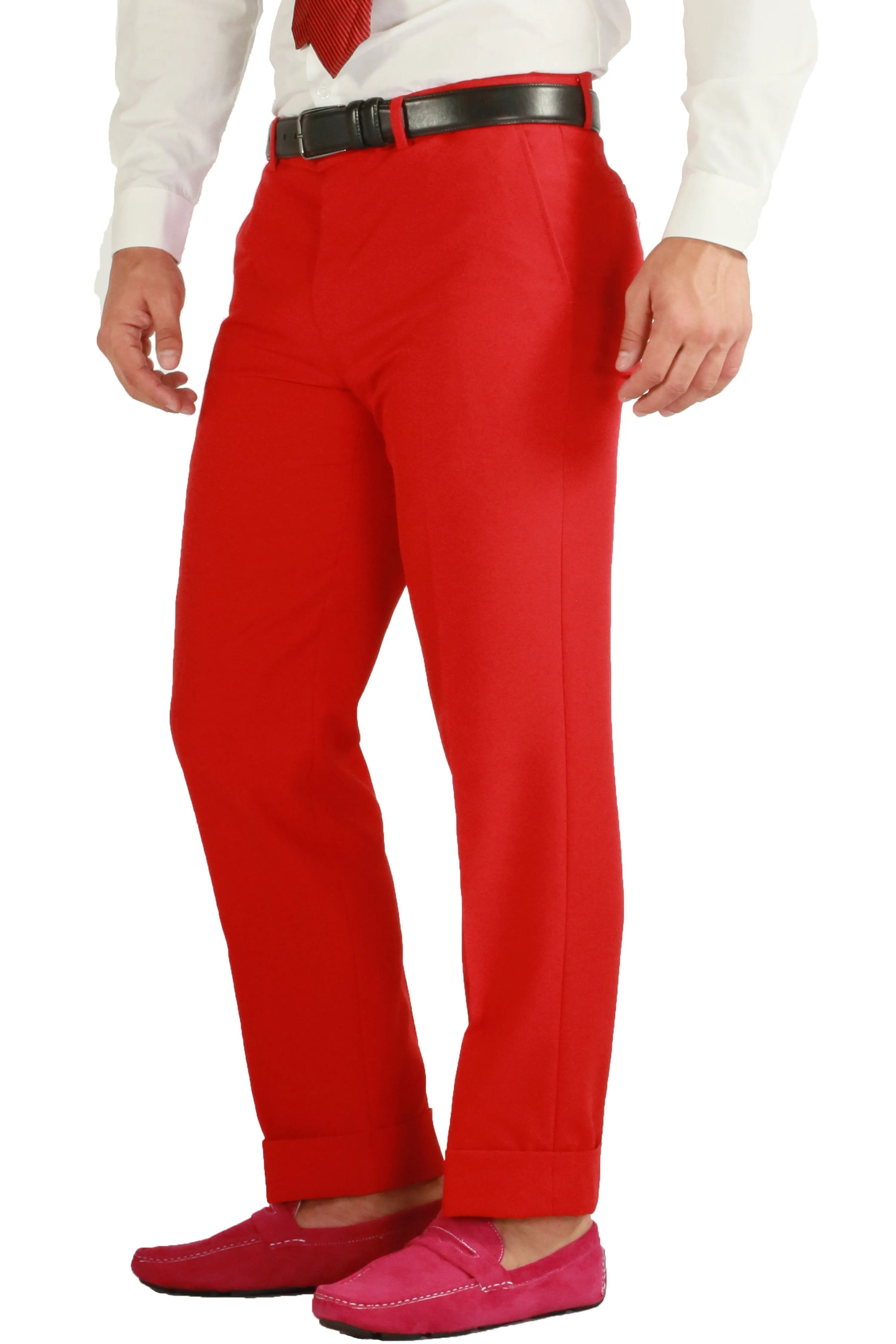 Paul Lorenzo 1969 Red Solid Slim Fit Suit (2-Piece Set)