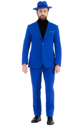 Paul Lorenzo 1969 Royal Blue Solid Slim Fit Suit (2-Piece Set)