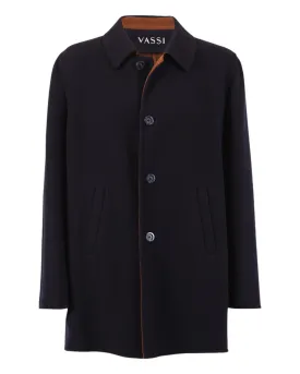 PURE CASHMERE CAR COAT - NAVY/VICUNA