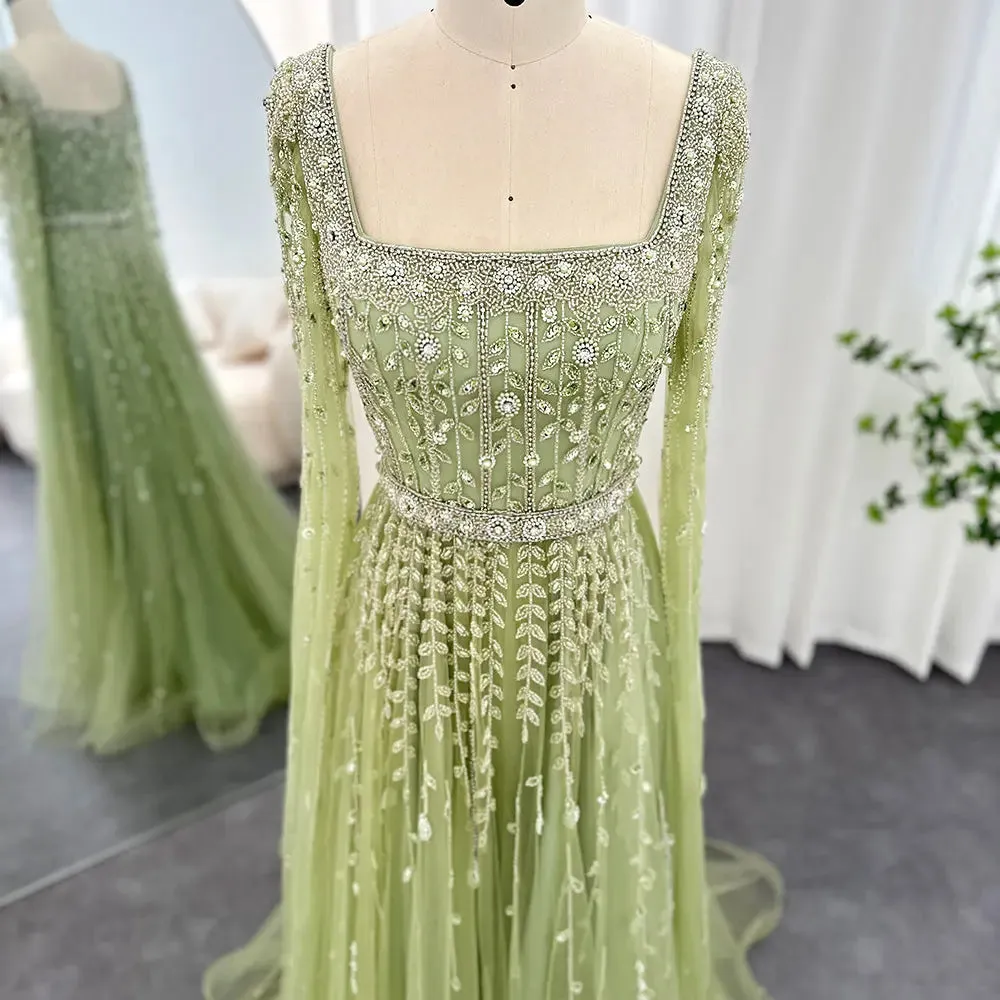 Queen Sheila Sage Green Evening Dress