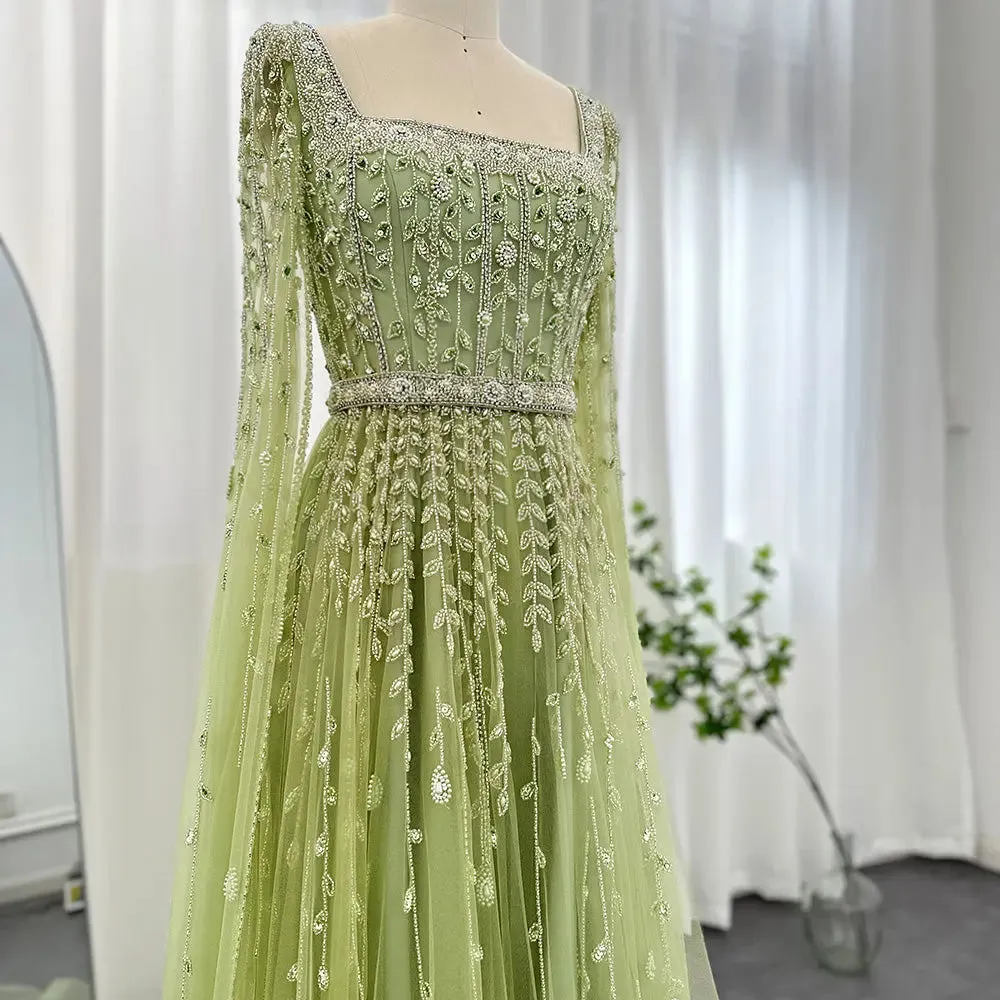 Queen Sheila Sage Green Evening Dress