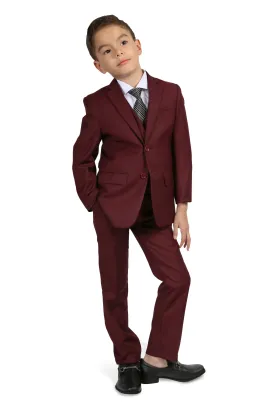 "Jax" Kids Burgundy Suit 5-Piece Set