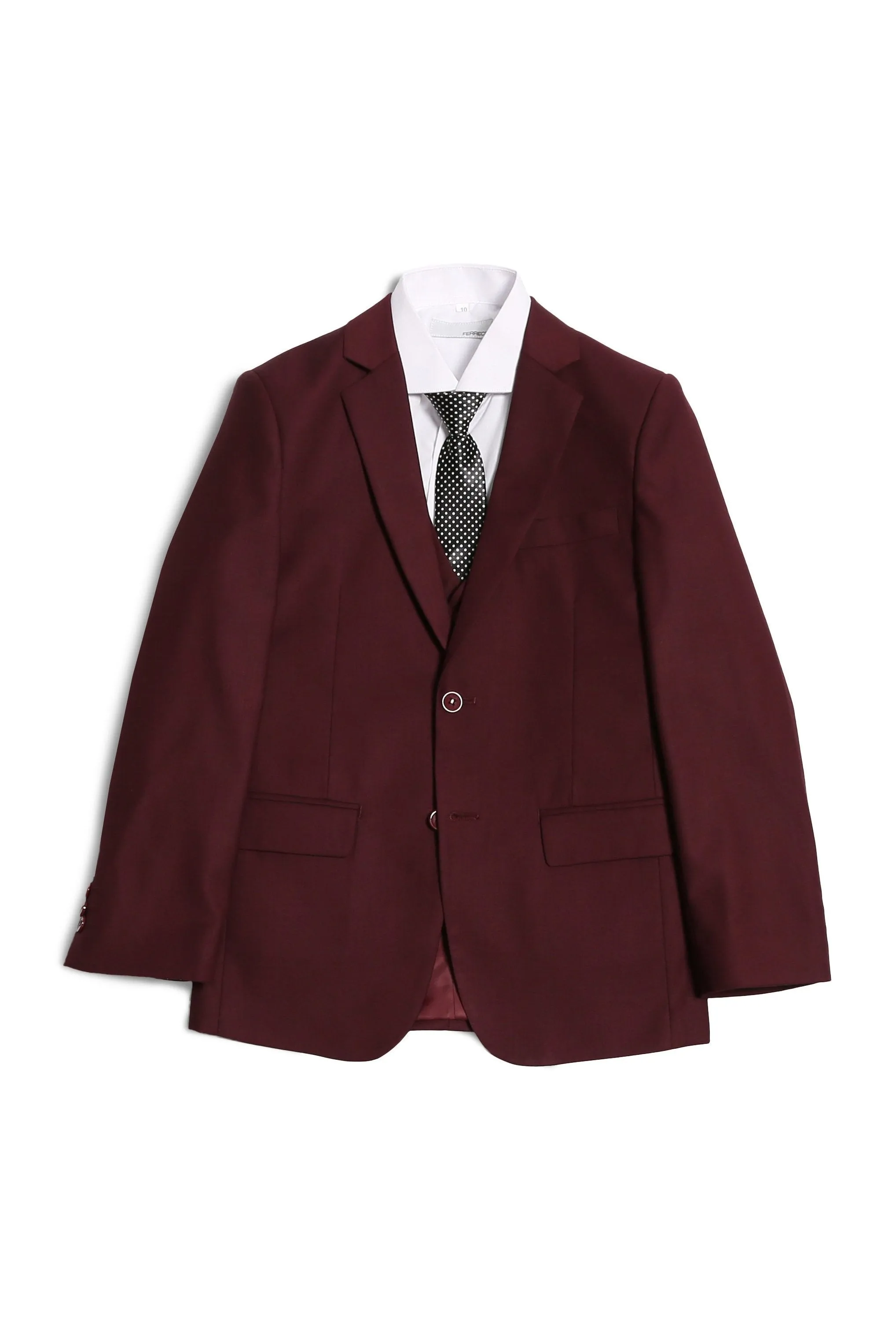 "Jax" Kids Burgundy Suit 5-Piece Set