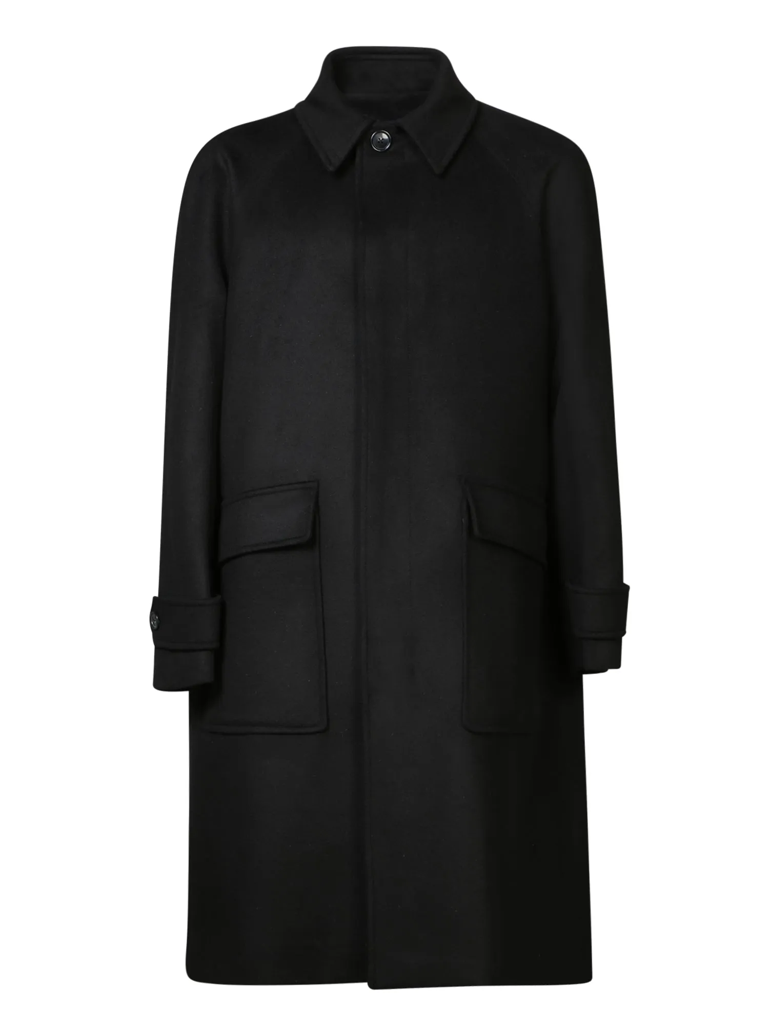 Raglan Wool-Cashmere Black Coat