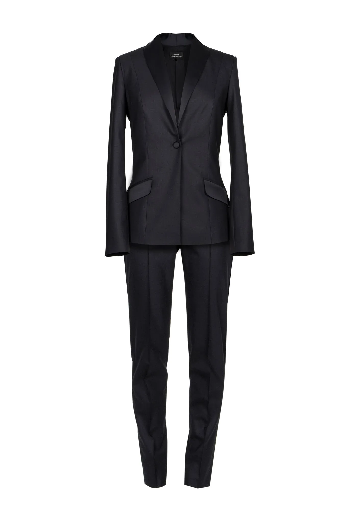 Satin-trimmed stretch-wool tuxedo