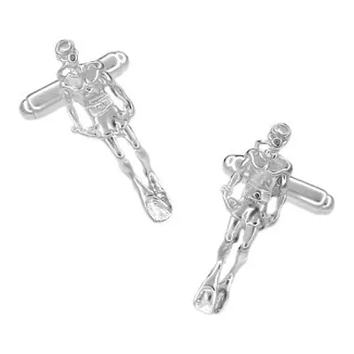 Scuba Diver Cufflinks in Sterling Silver