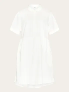 Seersucker short shirt dress - Egret