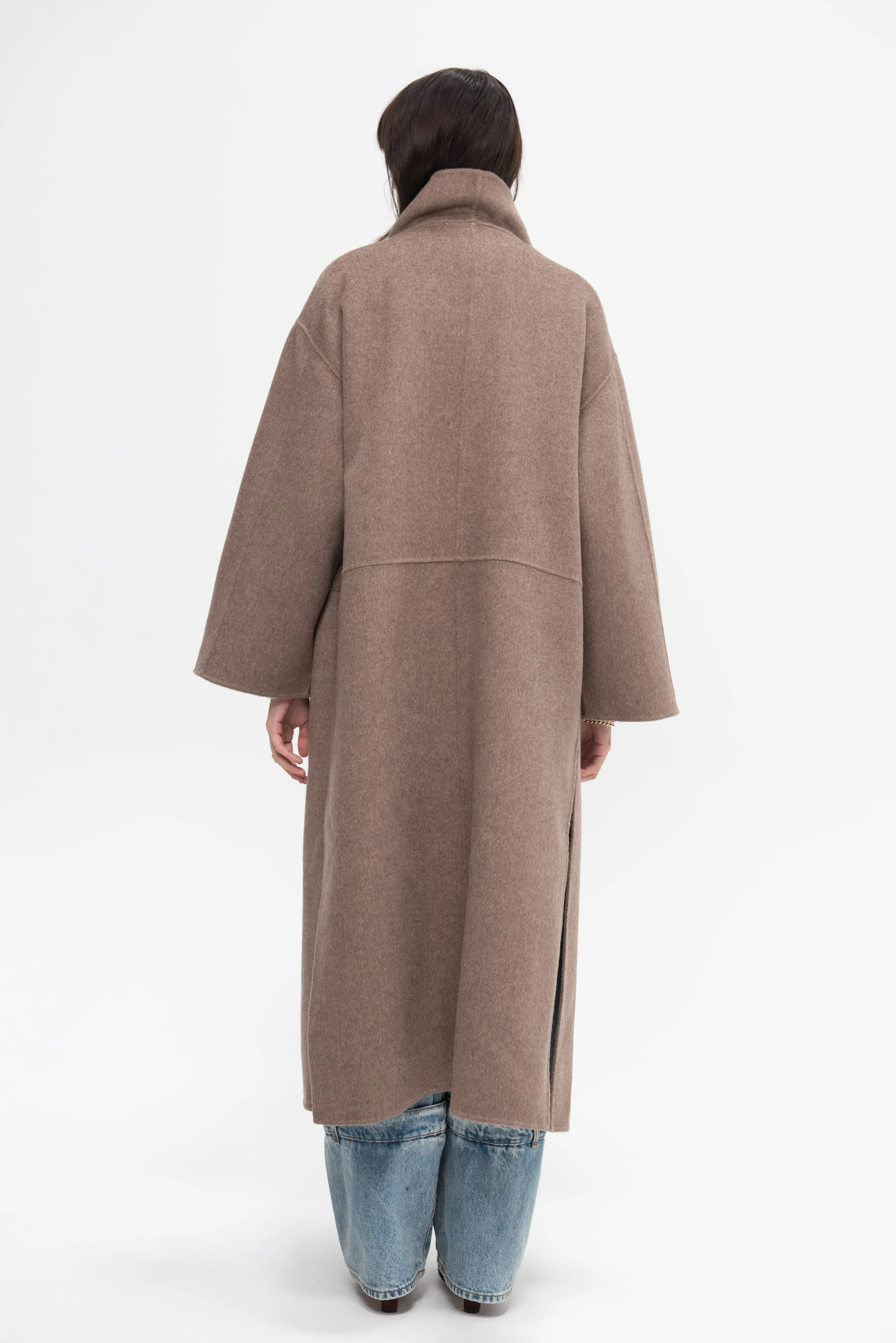 Signature Wool Cashmere Coat, Oak Melange