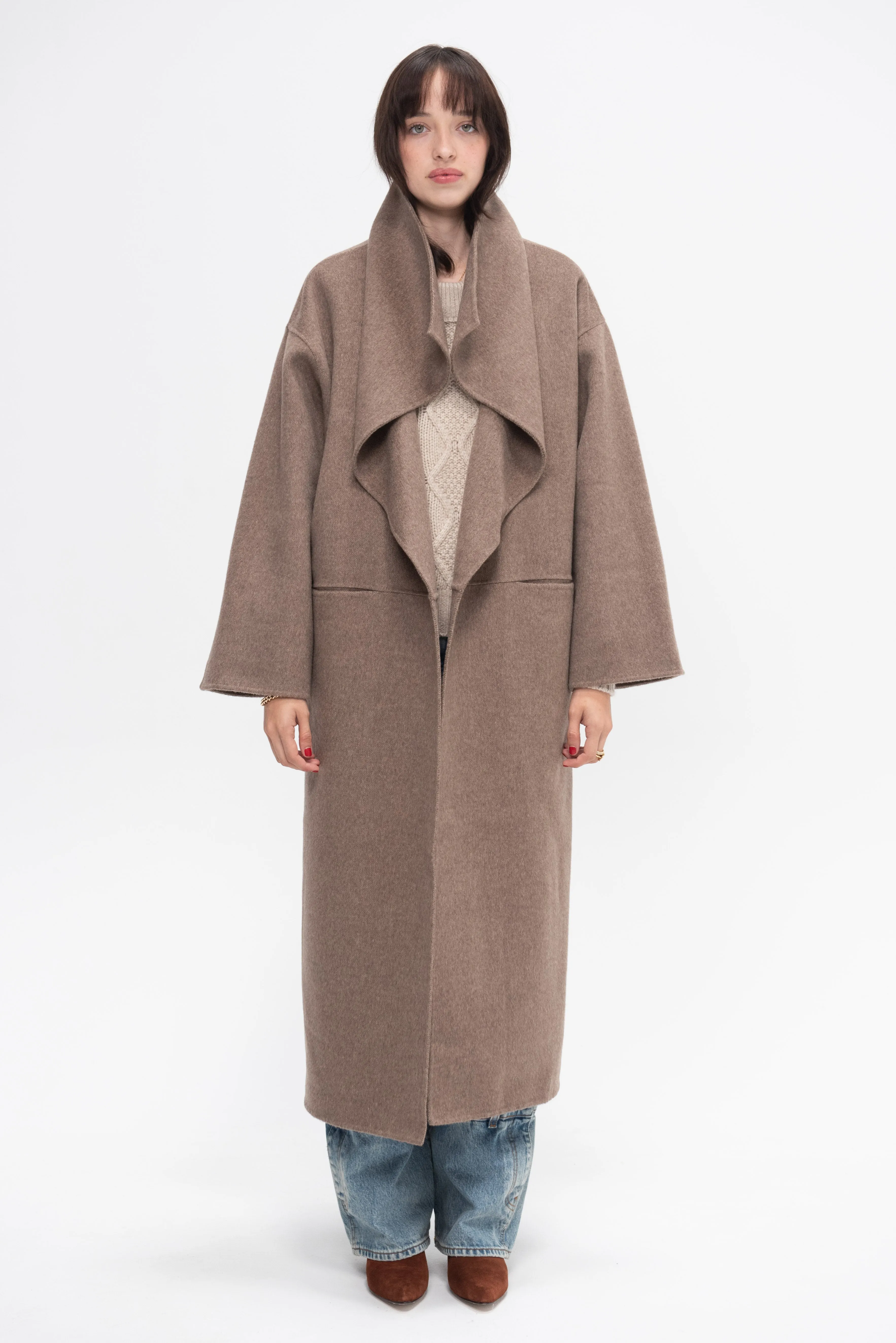 Signature Wool Cashmere Coat, Oak Melange