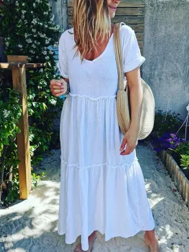 Simple Casual Short Sleeve Maxi Dress