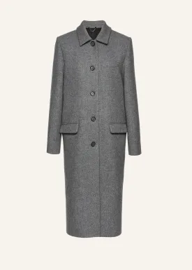 Single-button collared wool coat in grey