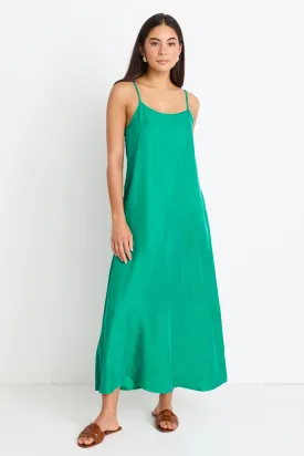 Single Green Cupro Strappy Dress