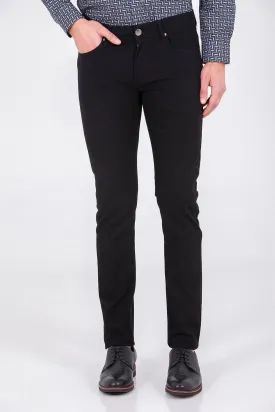 Slim Fit 5 Pocket Black Cotton Casual Pants