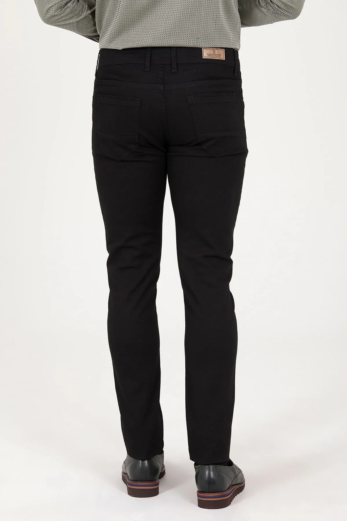 Slim Fit 5 Pocket Low Waist Cotton Black Casual Pants