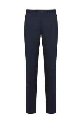 Slim Fit Low Waist Unpleated Polyviscon Navy Casual Pants, Navy D.