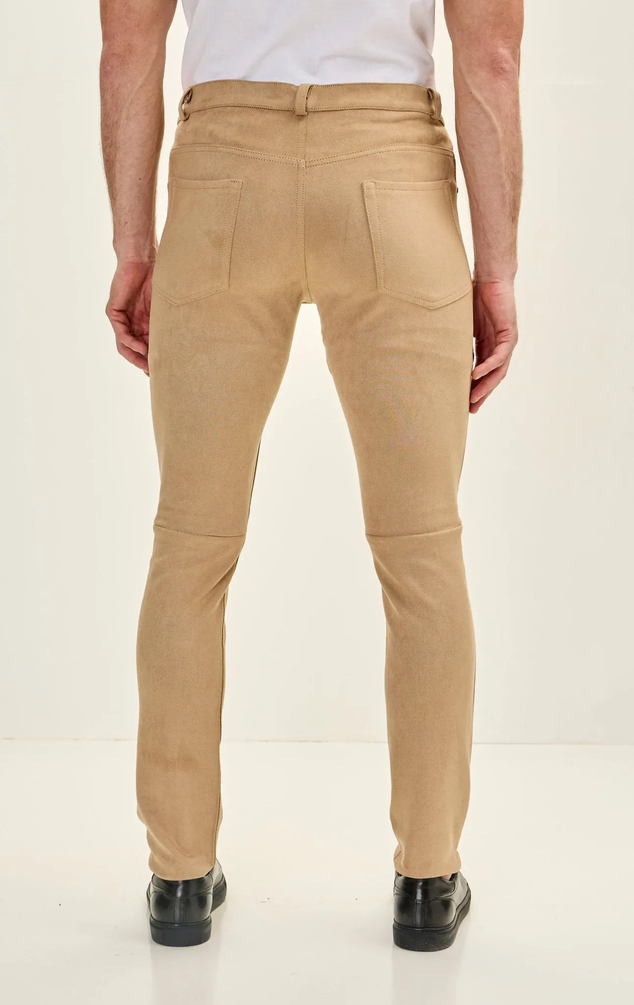 Slim Tapered Microsuede Pants - Stone