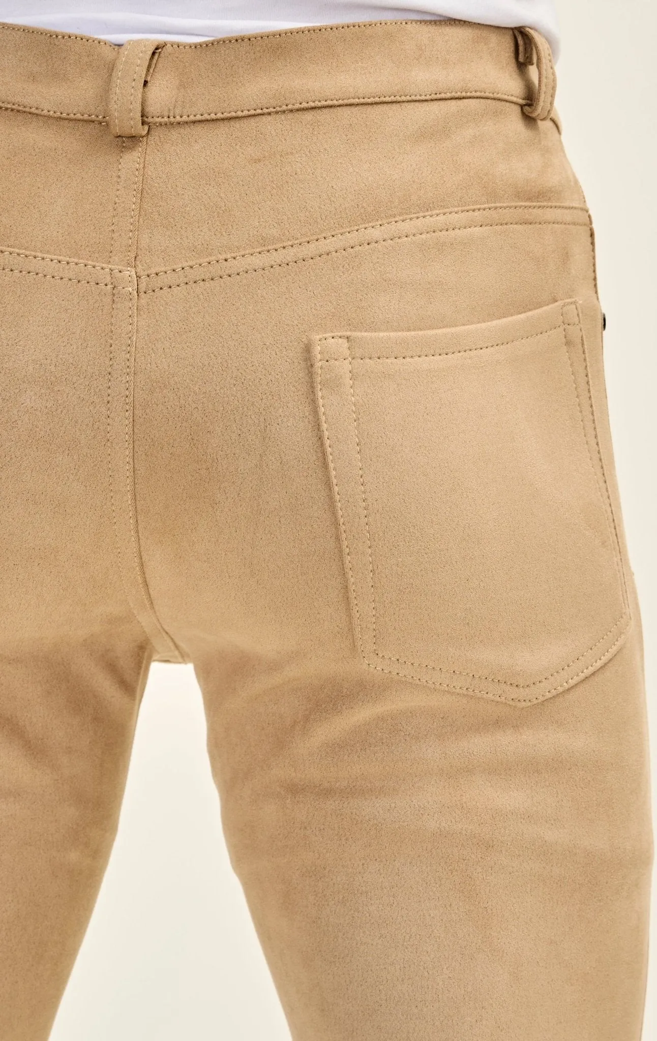 Slim Tapered Microsuede Pants - Stone