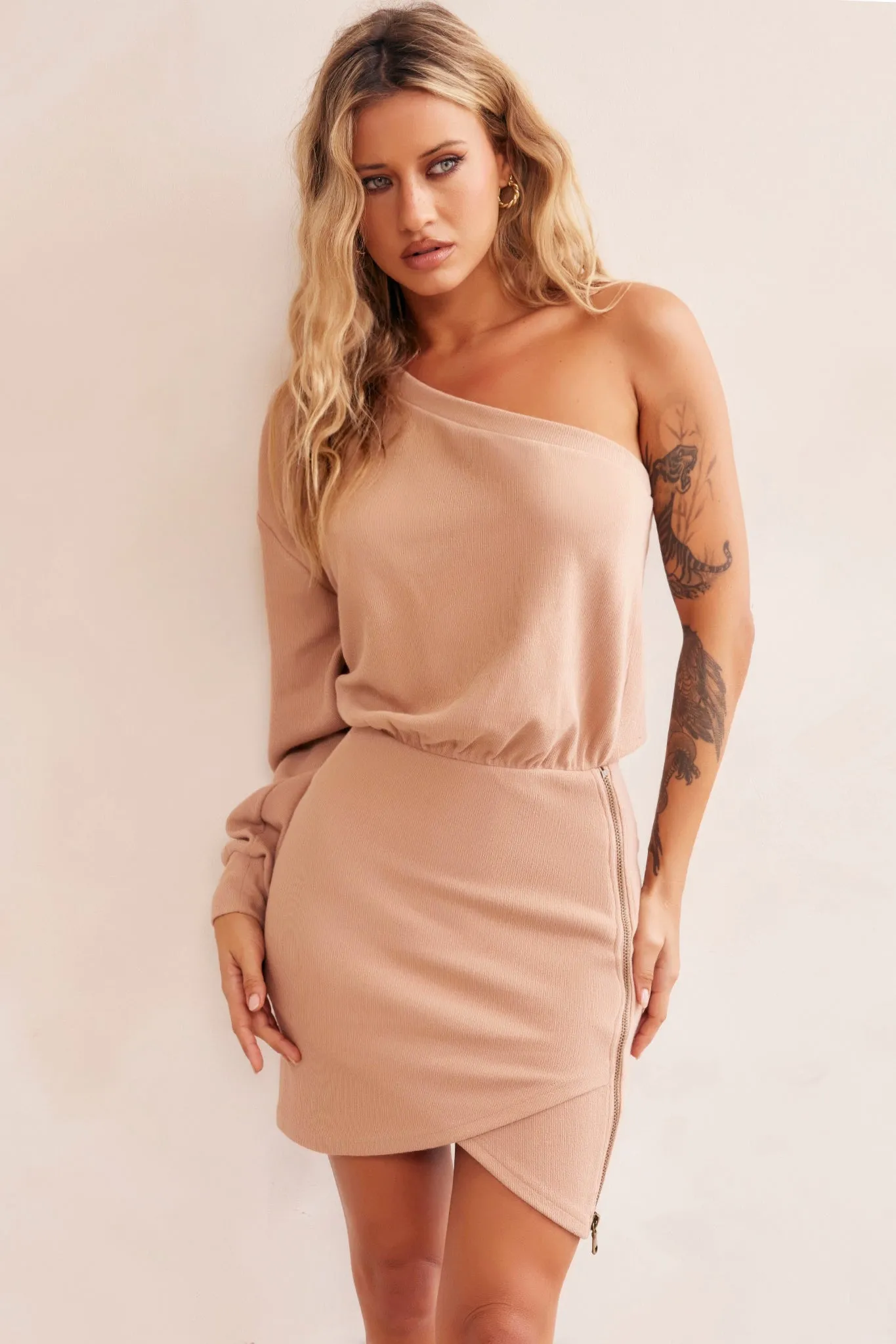 Slow Dancing Mini Dress - Tan