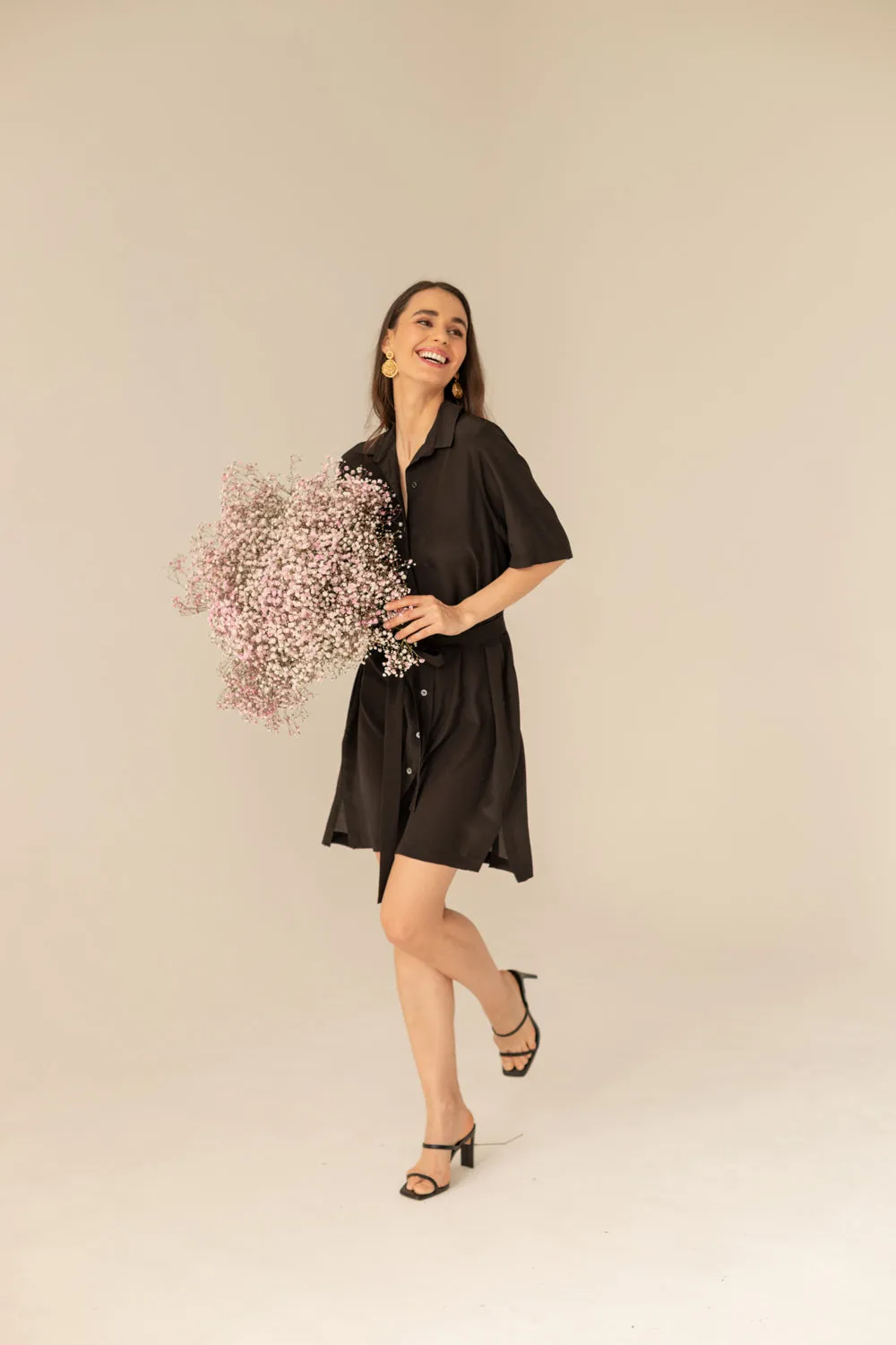 Soleil Silk Dress Black