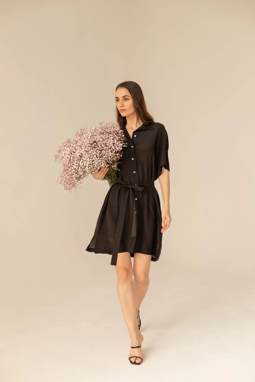 Soleil Silk Dress Black