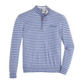 St. Simons Town Script Cotton Cashmere 1/4 Zip Sweater - Blue Horizon