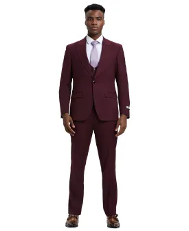 Stacy Adams Hybrid Fit U-Shaped Vested Suit, Burgundy