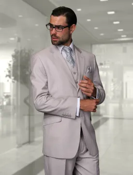 Statement 3 Piece Modern Fit Suit - Ash Grey | 100% Wool | Super 150's