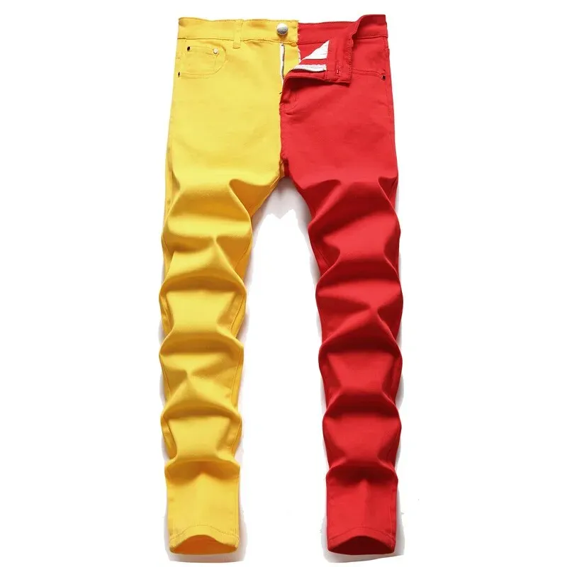 Two Color Spliced Jeans Men's Fashion Casual*