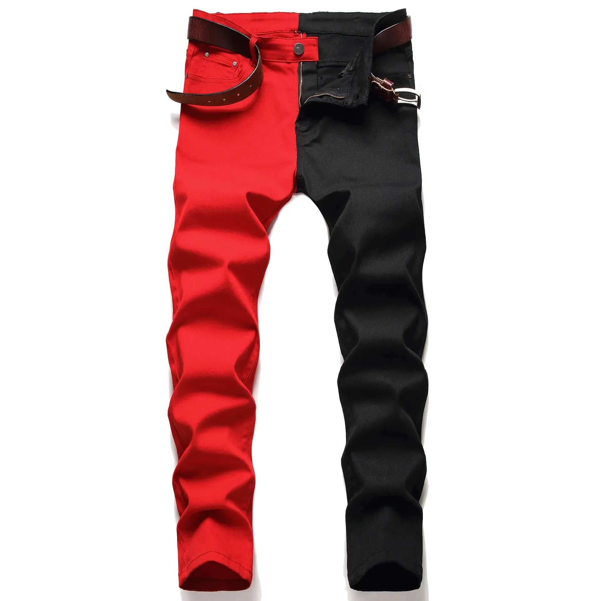 Two Color Spliced Jeans Men's Fashion Casual*