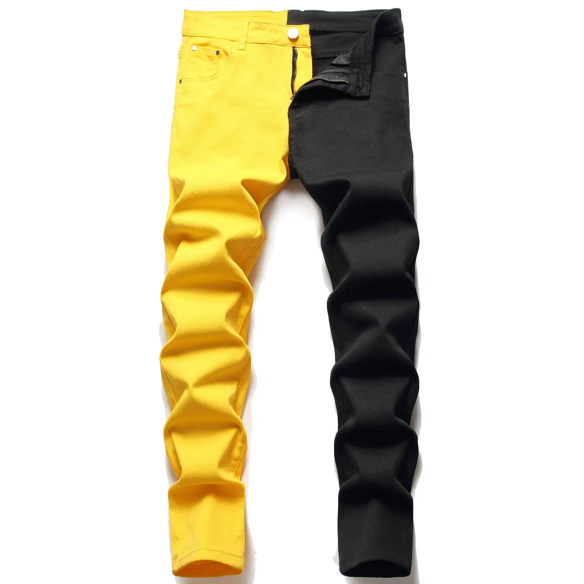 Two Color Spliced Jeans Men's Fashion Casual*