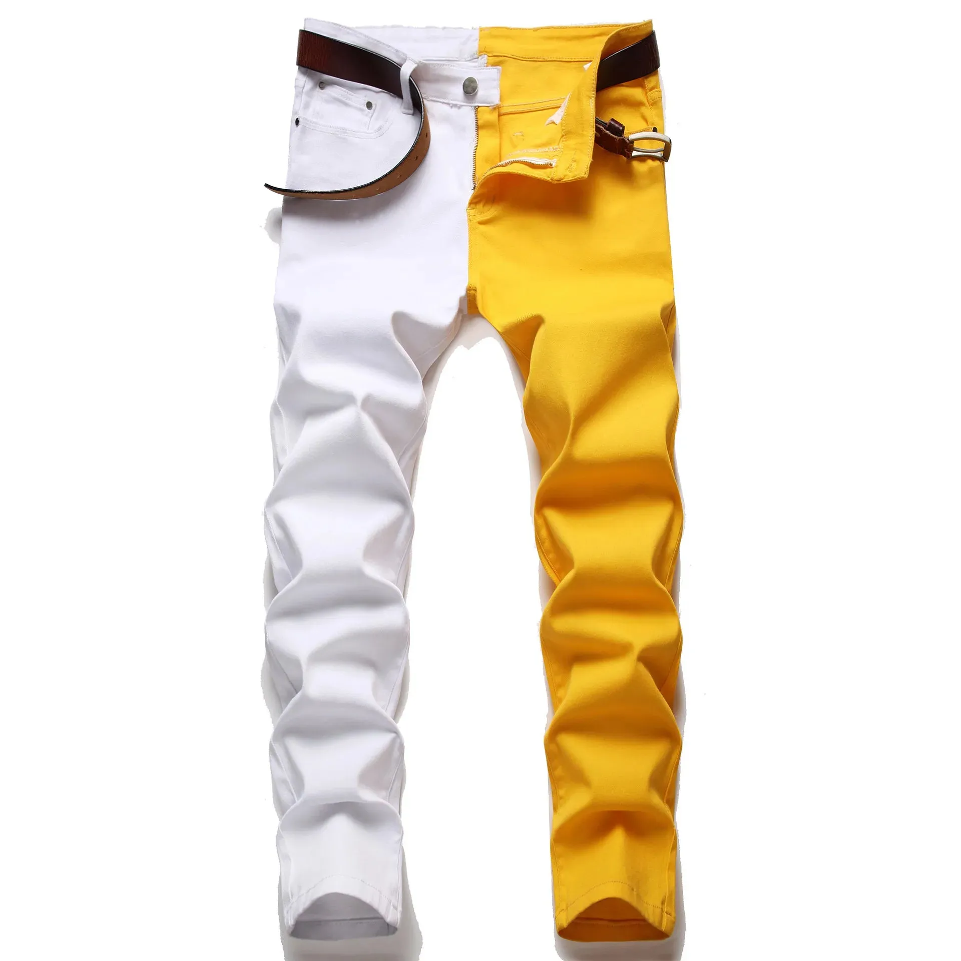 Two Color Spliced Jeans Men's Fashion Casual*