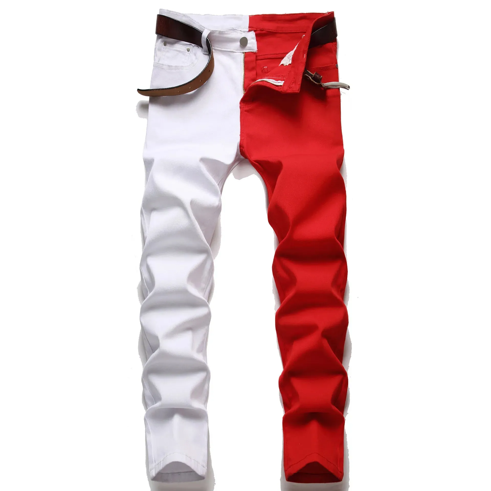 Two Color Spliced Jeans Men's Fashion Casual*