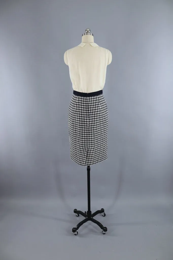 Vintage Valentino Miss V Suit / Gingham Wool with Silk Blouse & Scarf