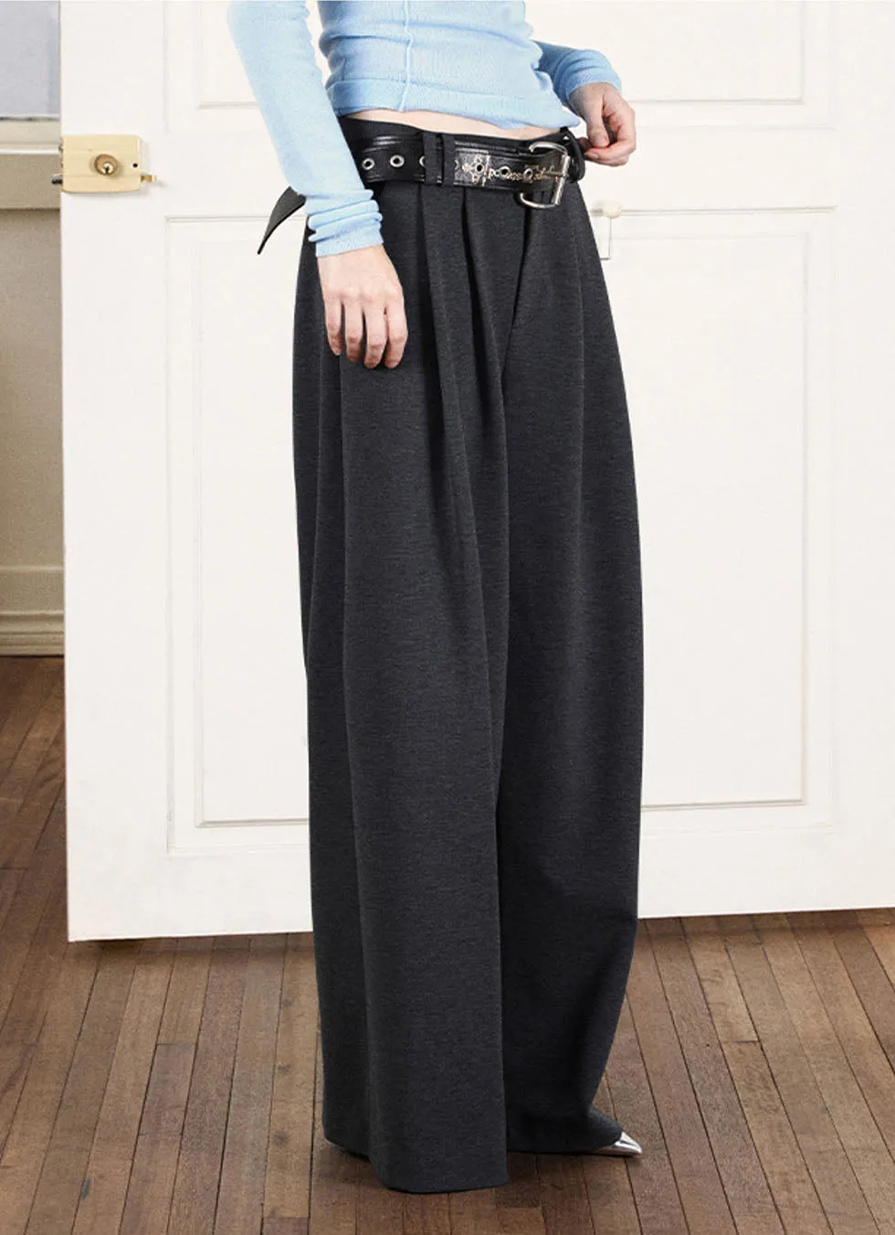 Wide A-line Straight Casual Pants