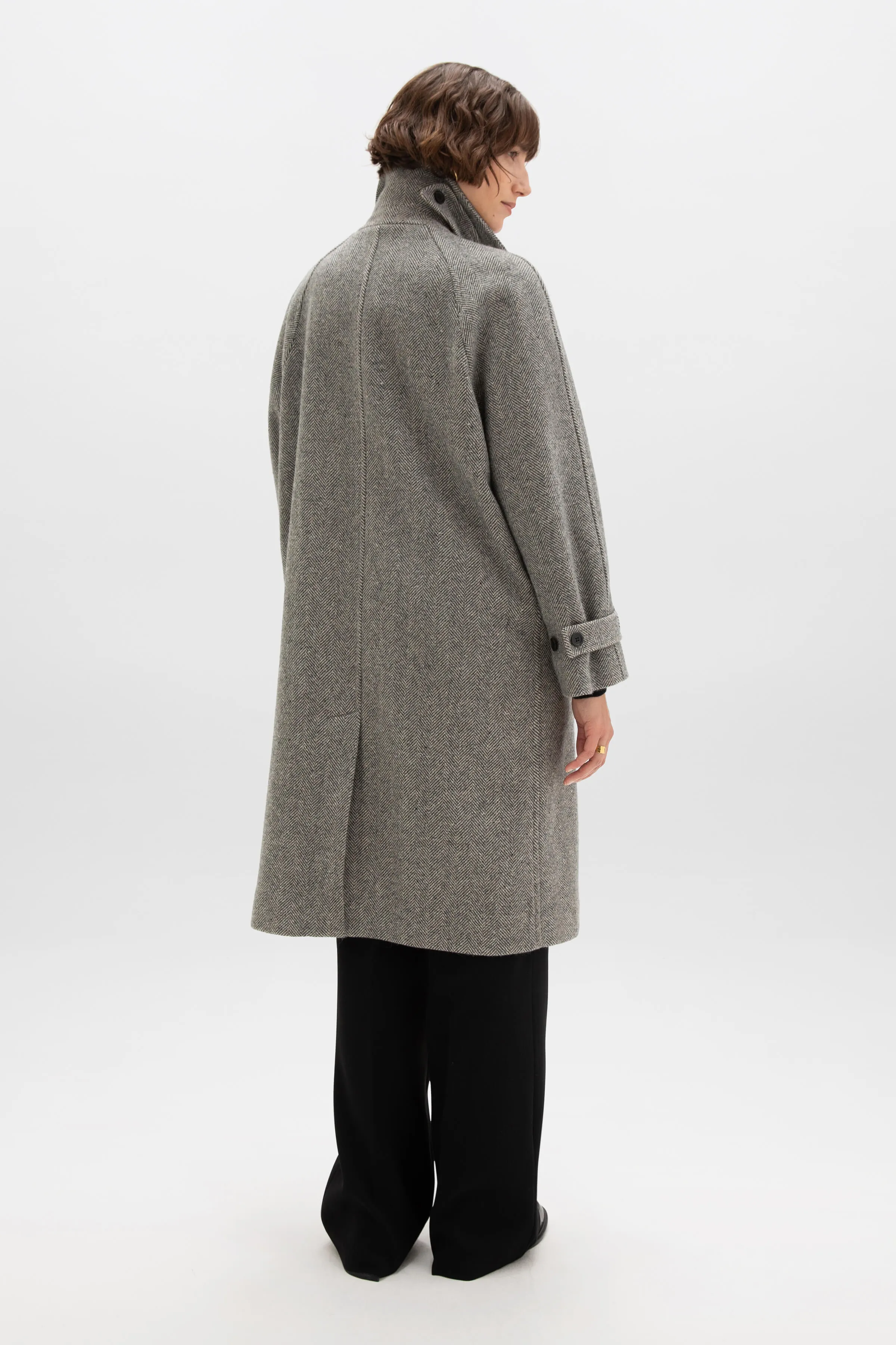 Women's Balmacaan Coat | Ash & Blonde Herringbone