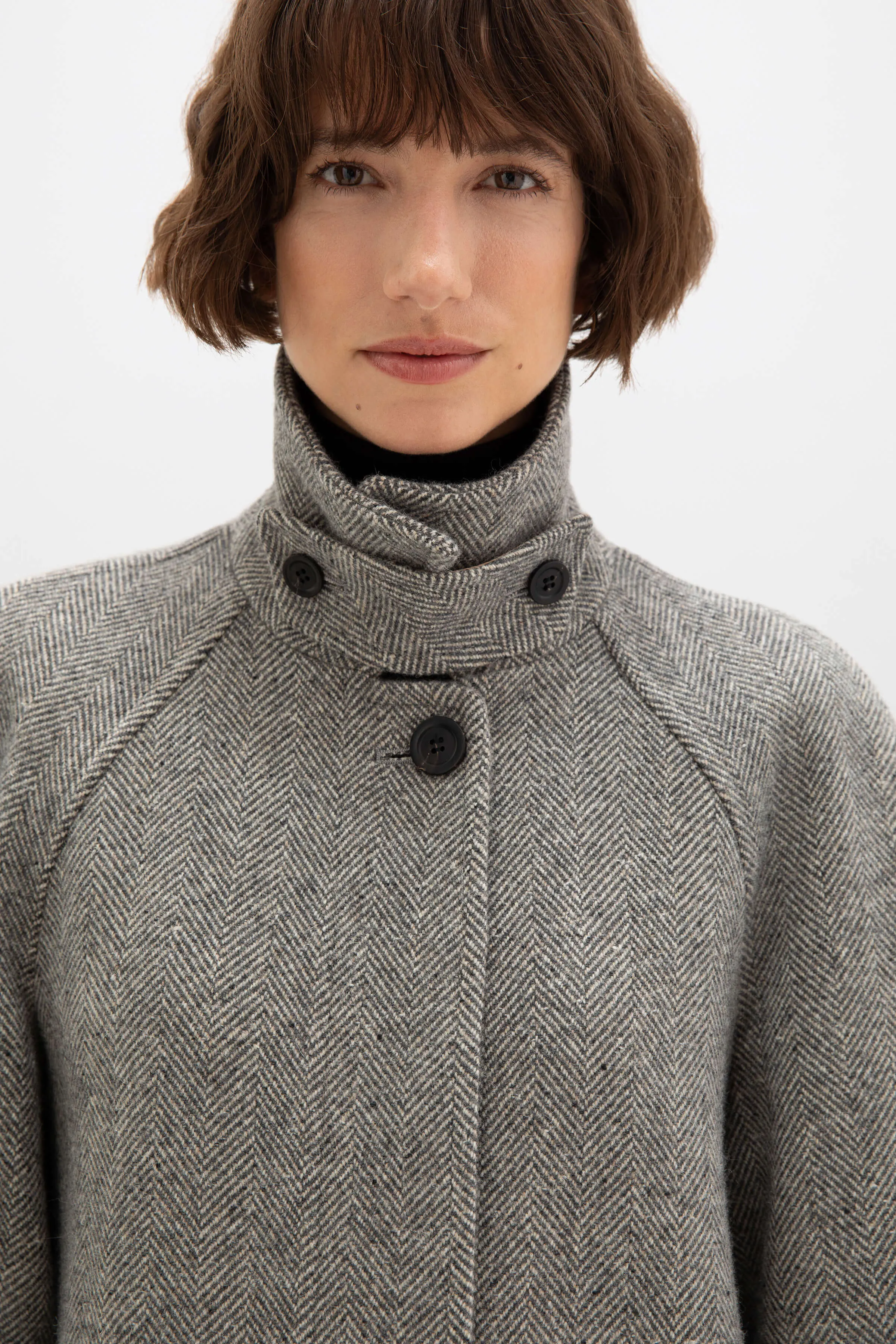 Women's Balmacaan Coat | Ash & Blonde Herringbone